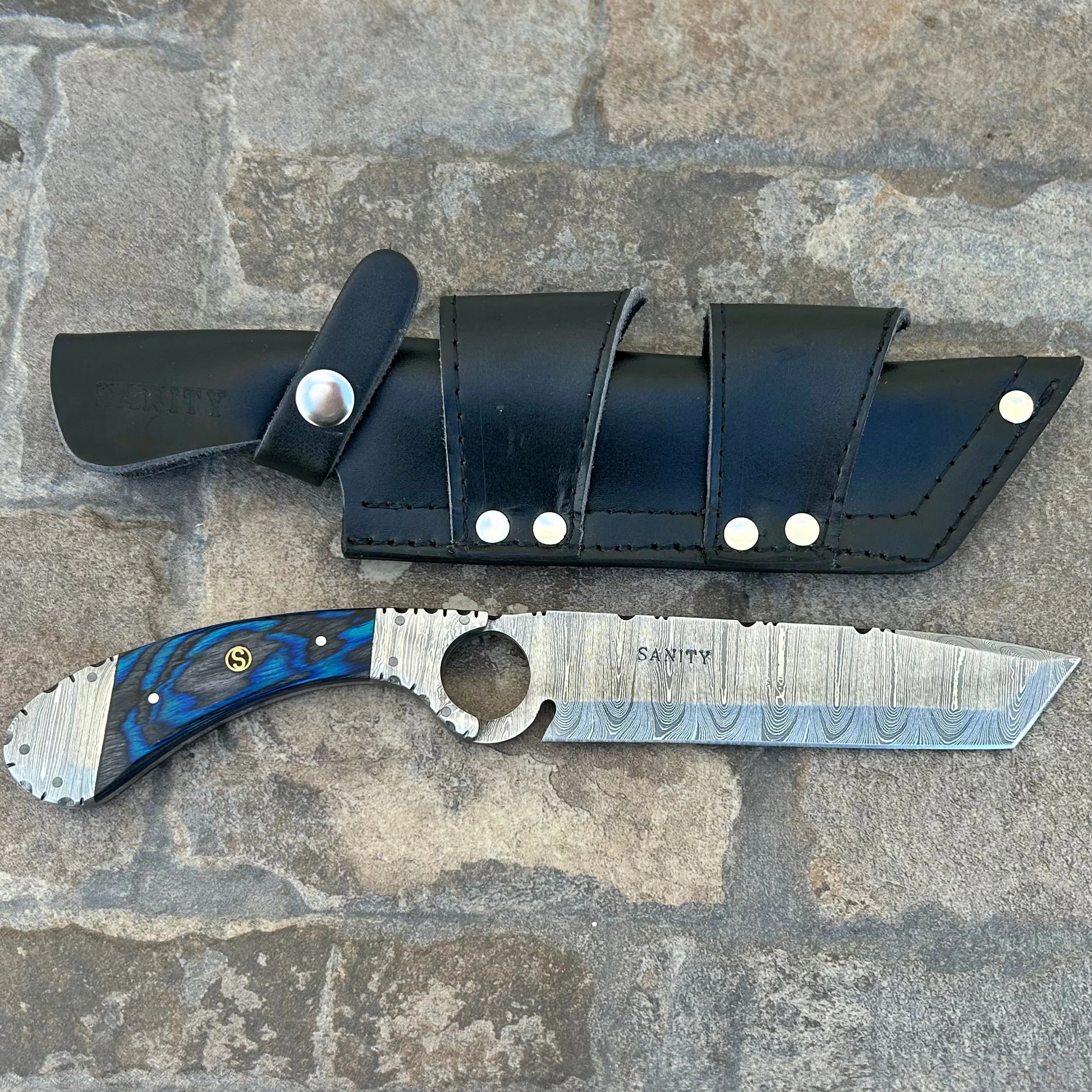 11" Doc Holiday - Blue & Black Wood - Damascus - Horizontal & Vertical Carry - DOC5 - Image 7