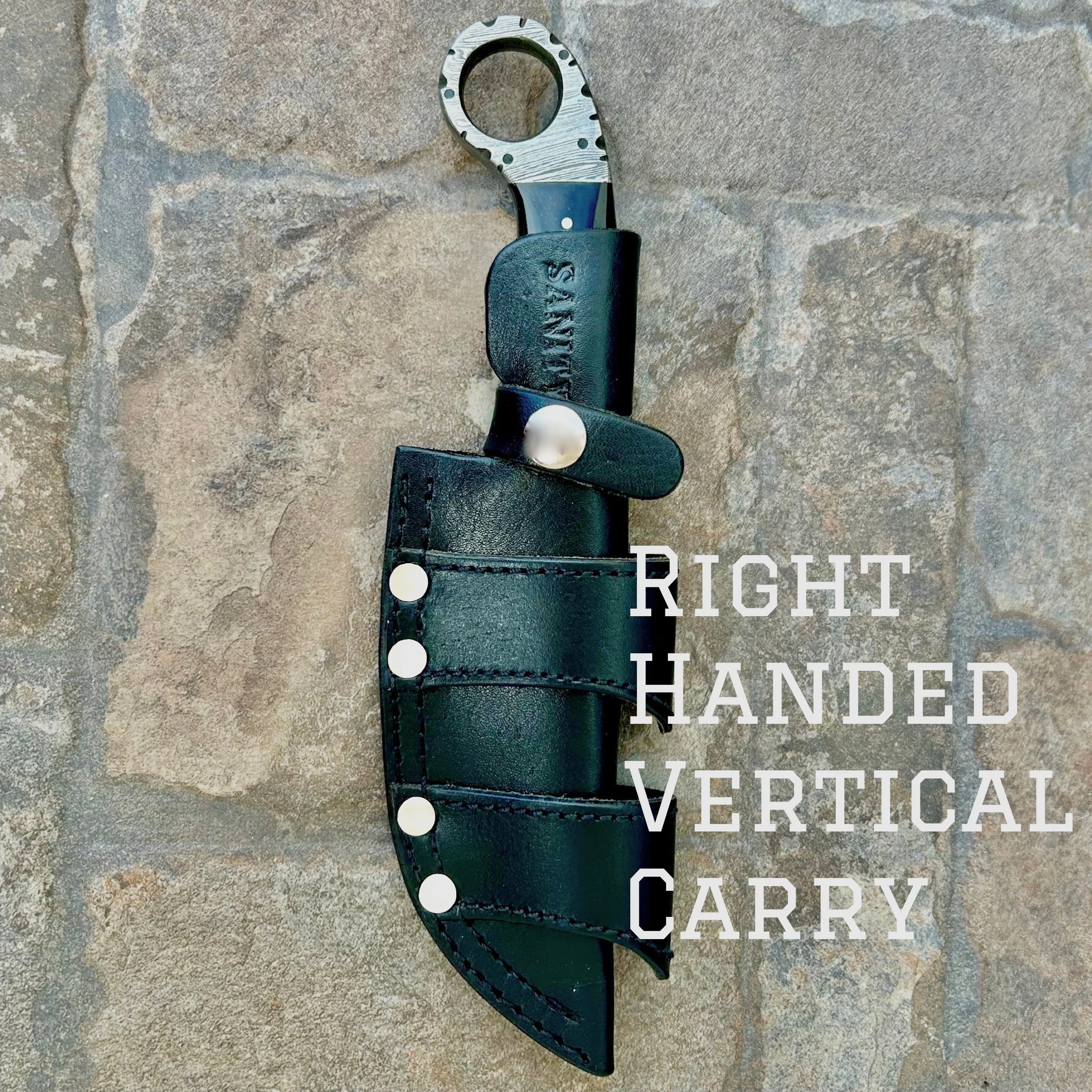 9” Al Capone - Red & Black Wood - Damascus - Horizontal & Vertical Carry - PE03 - Image 5