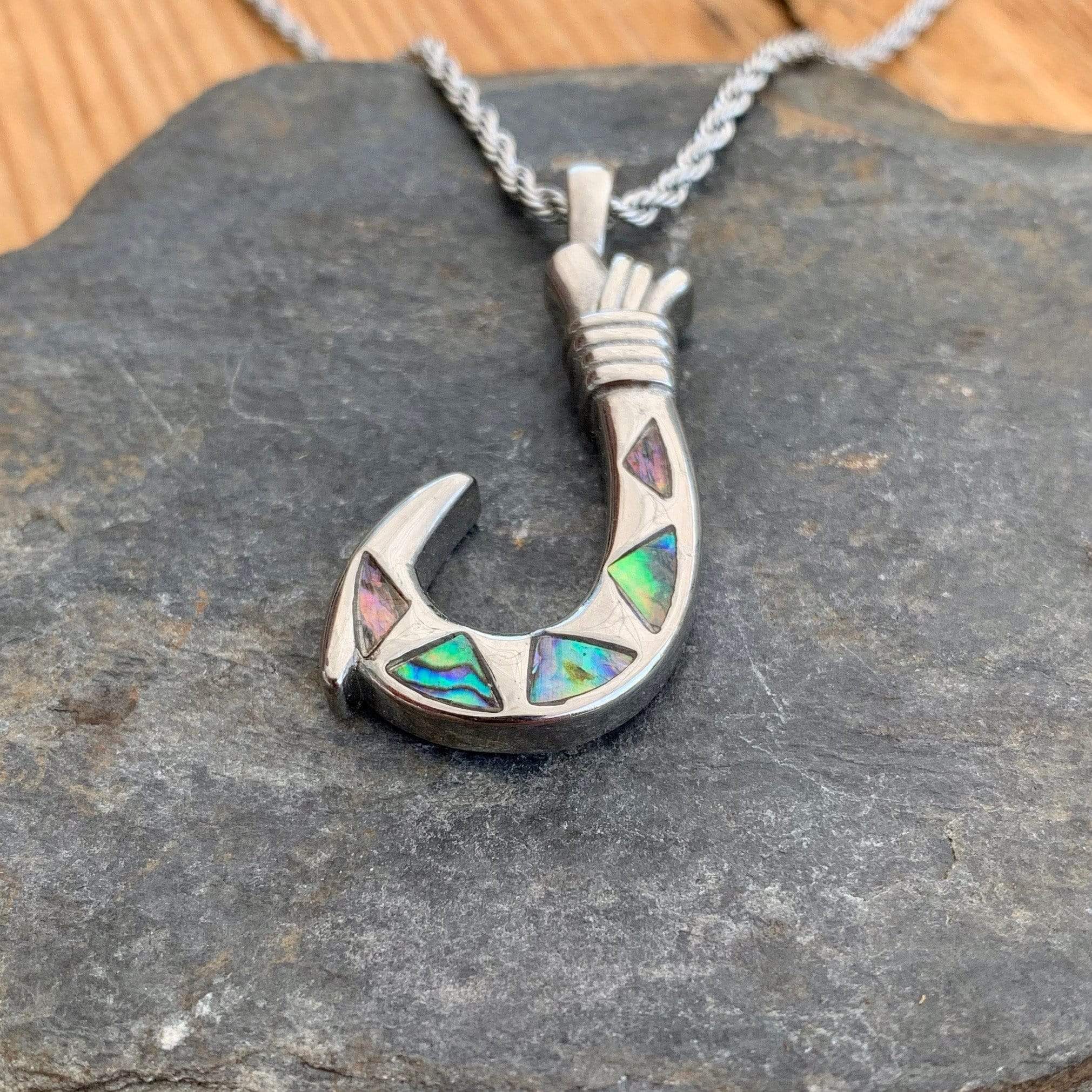 Sea Shell - Fishing Hook Pendant - Rope Necklace - SK2569 - Image 3