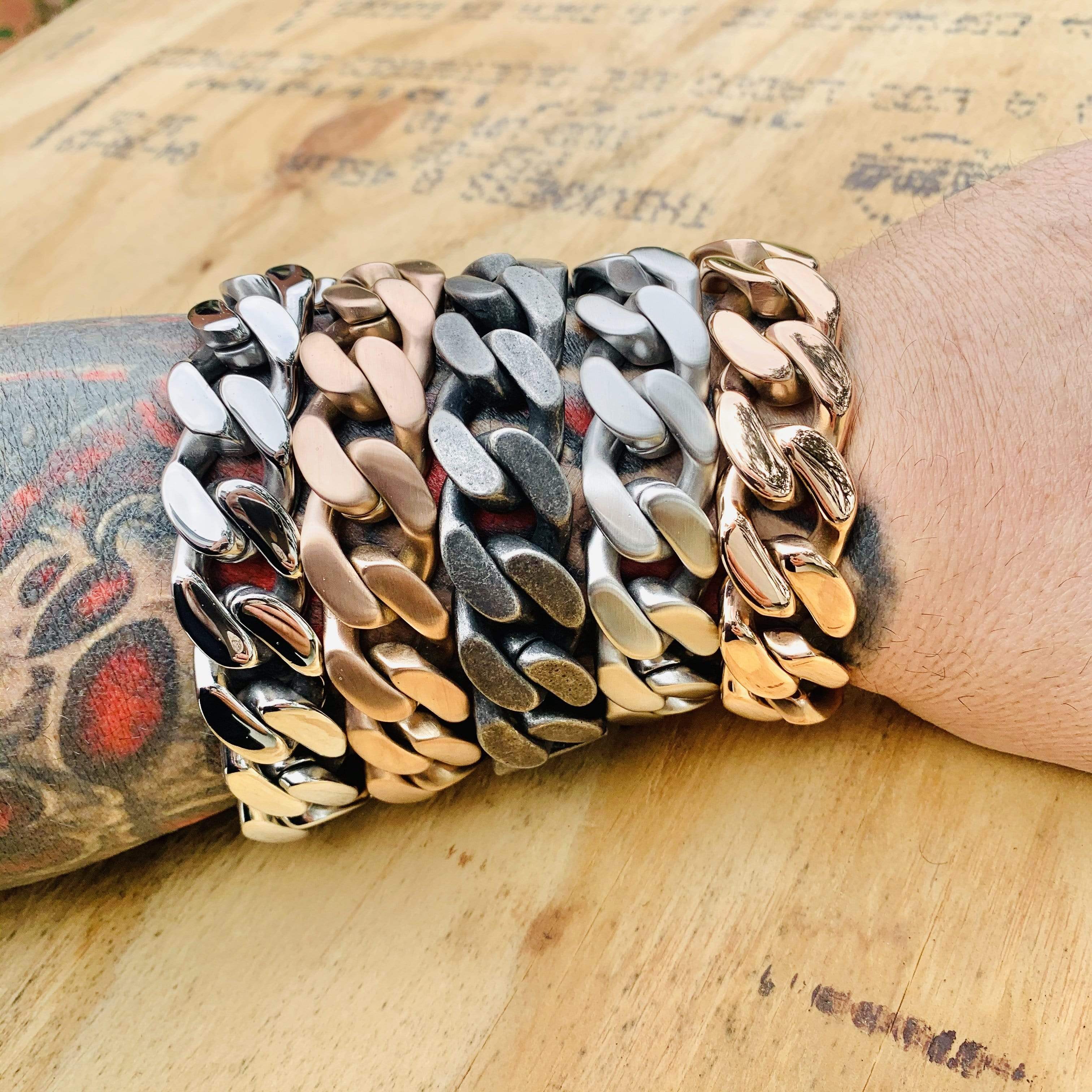 Bagger Bracelet - "EASY BIKER" - Polished - 3/4” wide - B16 - Image 6