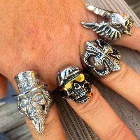 Gold Sunglasses & Beret Skull Ring - R06 - Image 5