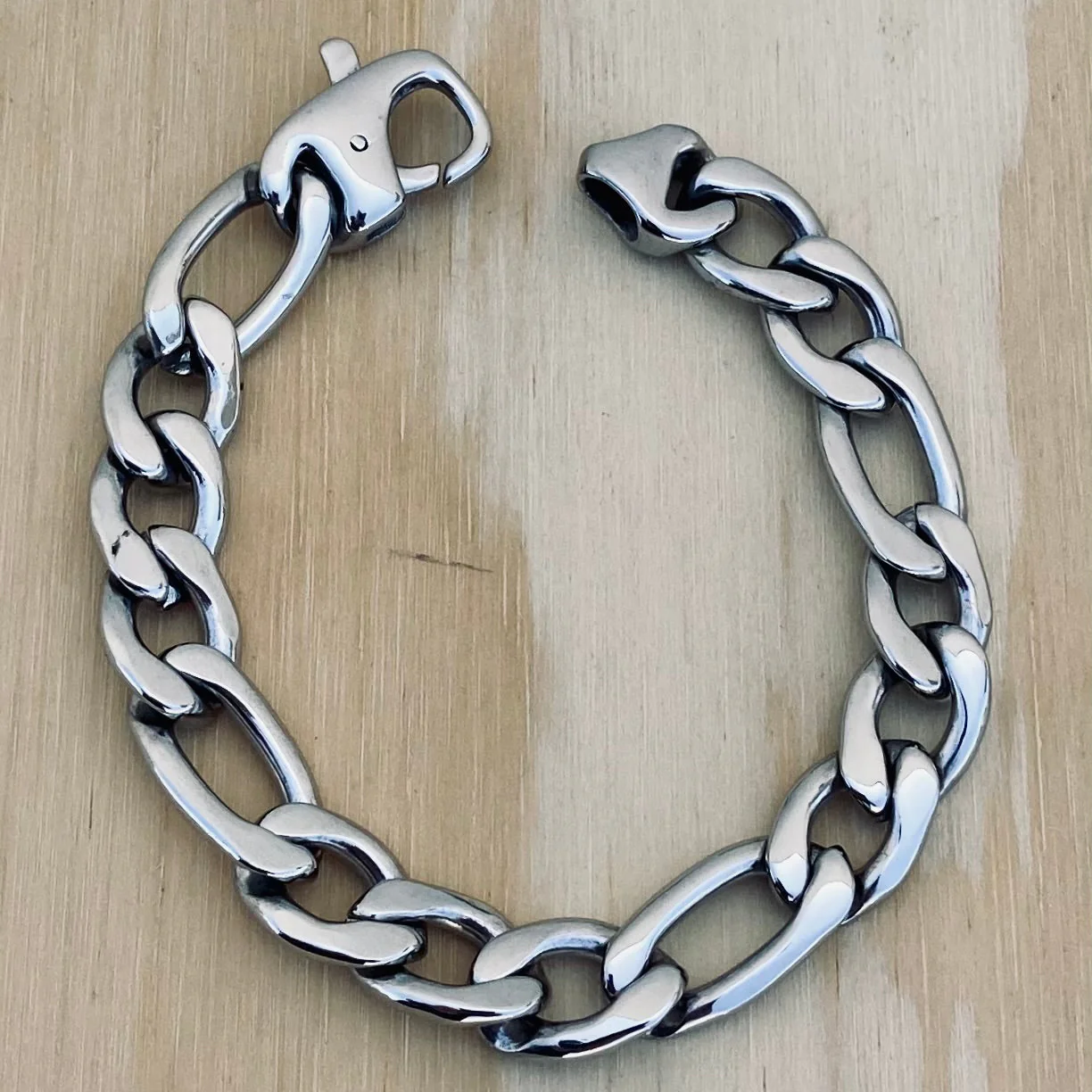 Bracelet Figaro - 1/4" Custom - Polished Silver Sicilian - FB402 - Image 5