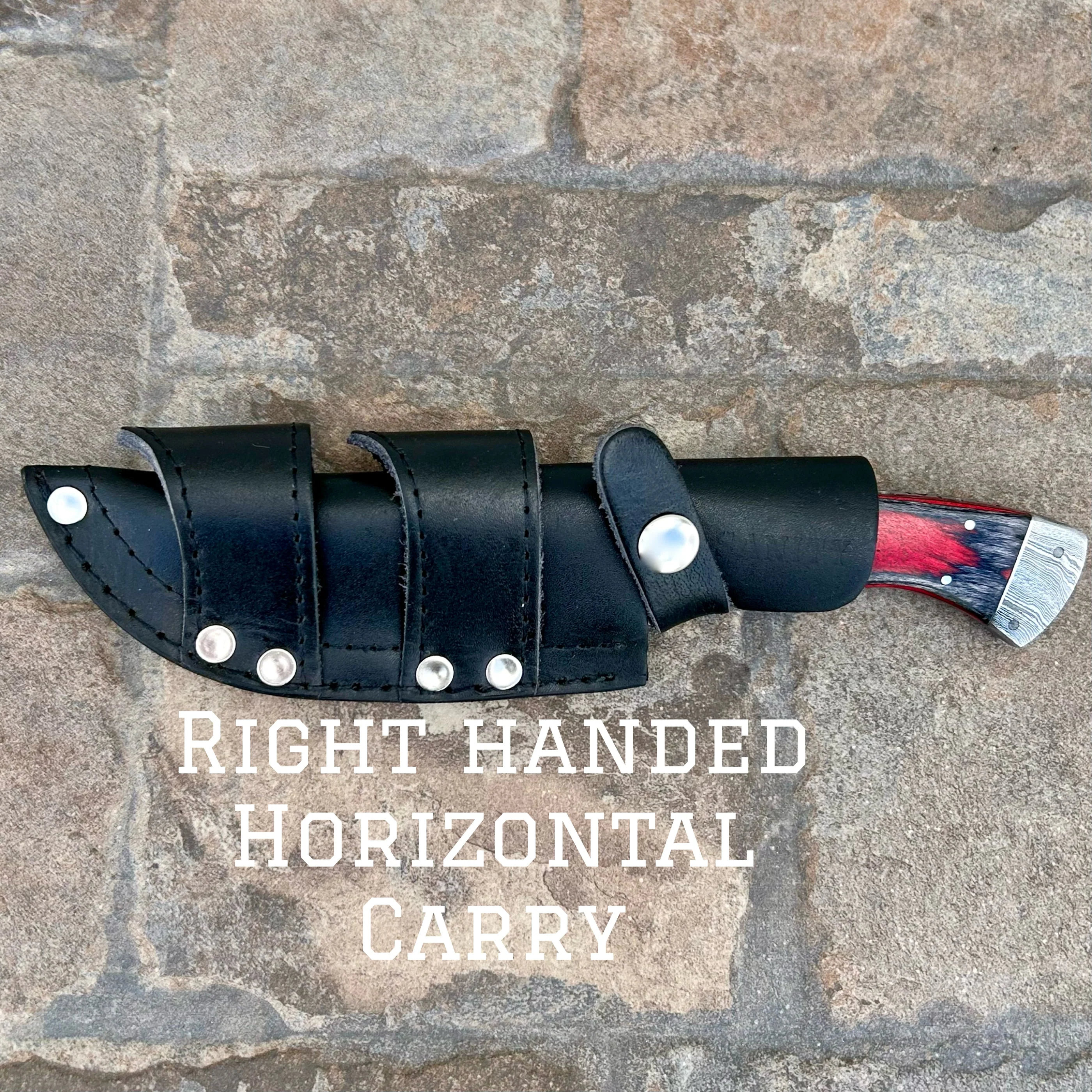 8.5” Lucky Luciano - Red & Black Wood - Damascus - Horizontal & Vertical Carry - LL05 - Image 3