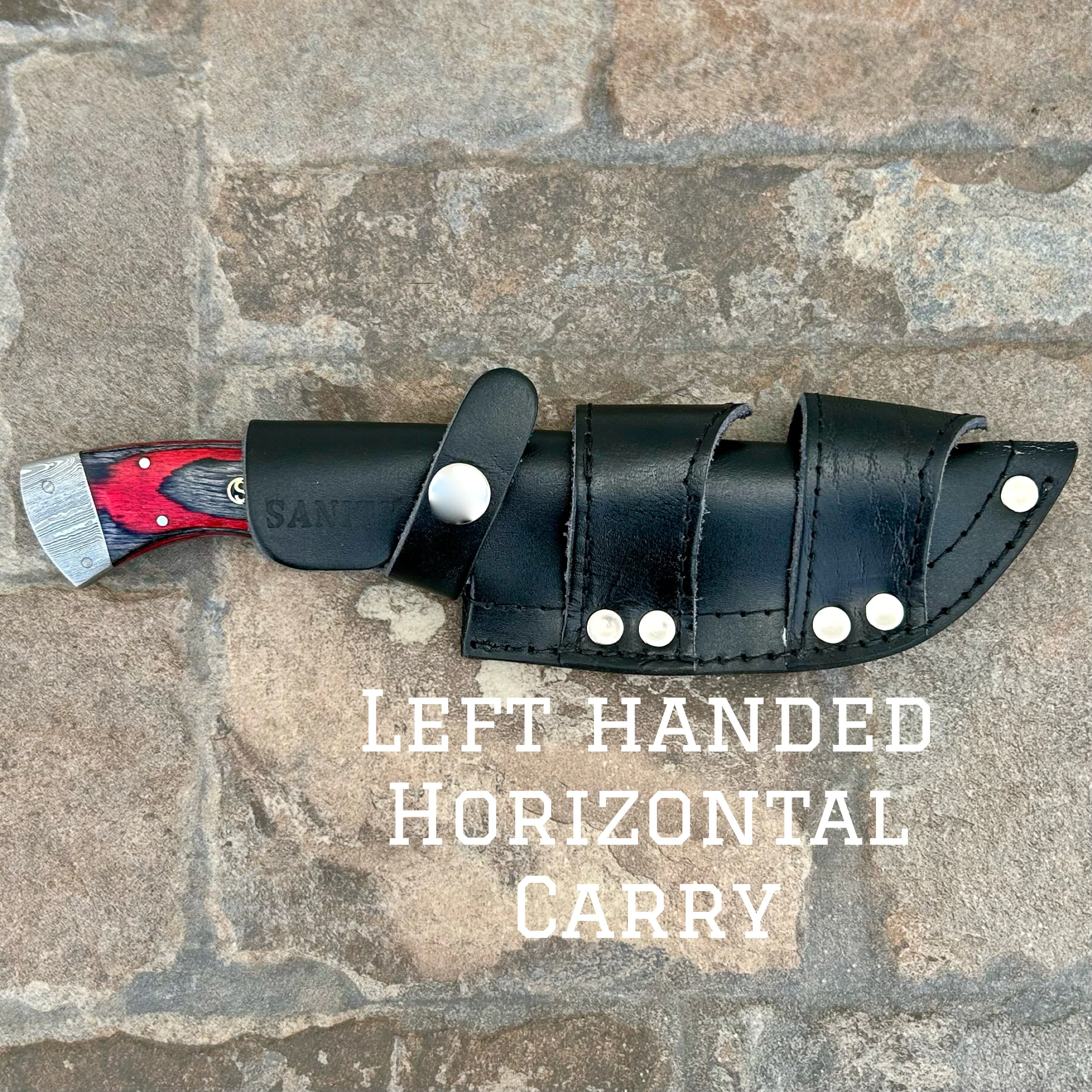 8.5” Lucky Luciano - Red & Black Wood - Damascus - Horizontal & Vertical Carry - LL05 - Image 4