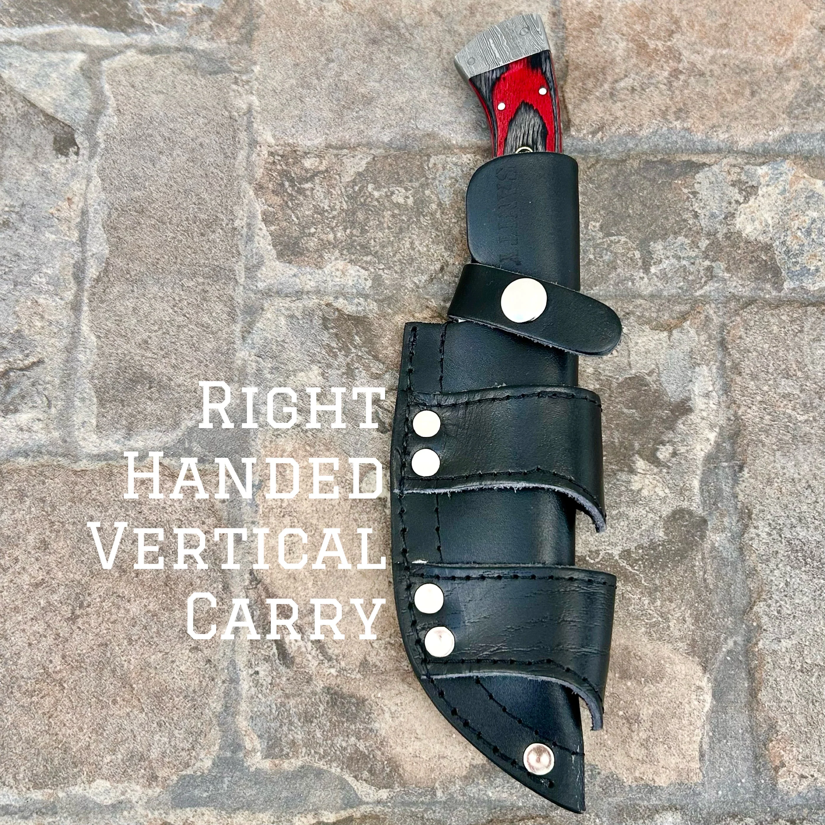 8.5” Lucky Luciano - Red & Black Wood - Damascus - Horizontal & Vertical Carry - LL05 - Image 5