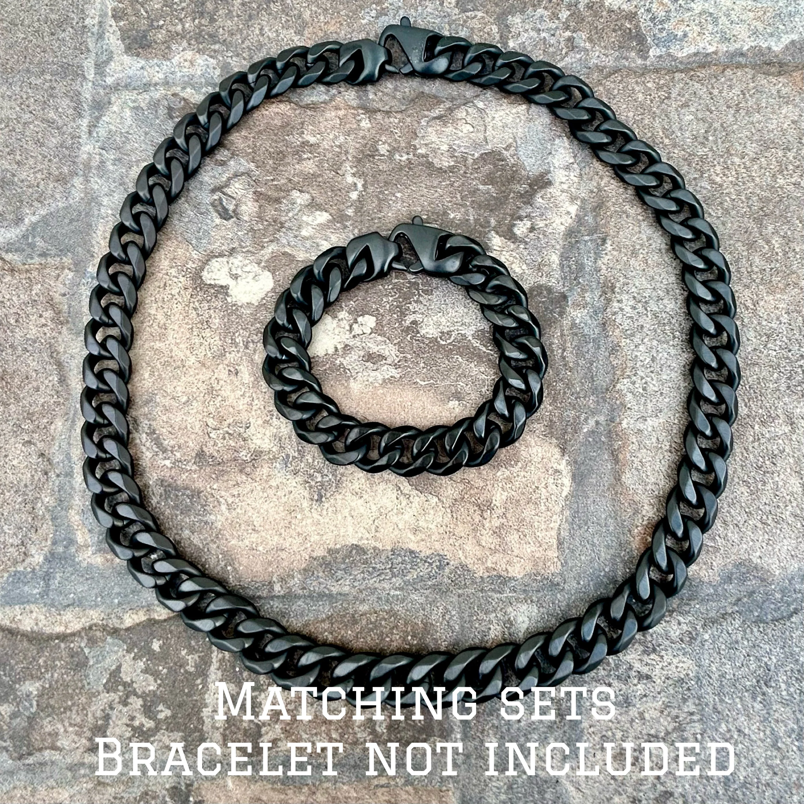 Necklace Cuban - 1/2" Classic - Matte Black Havana - CN211 - Image 4