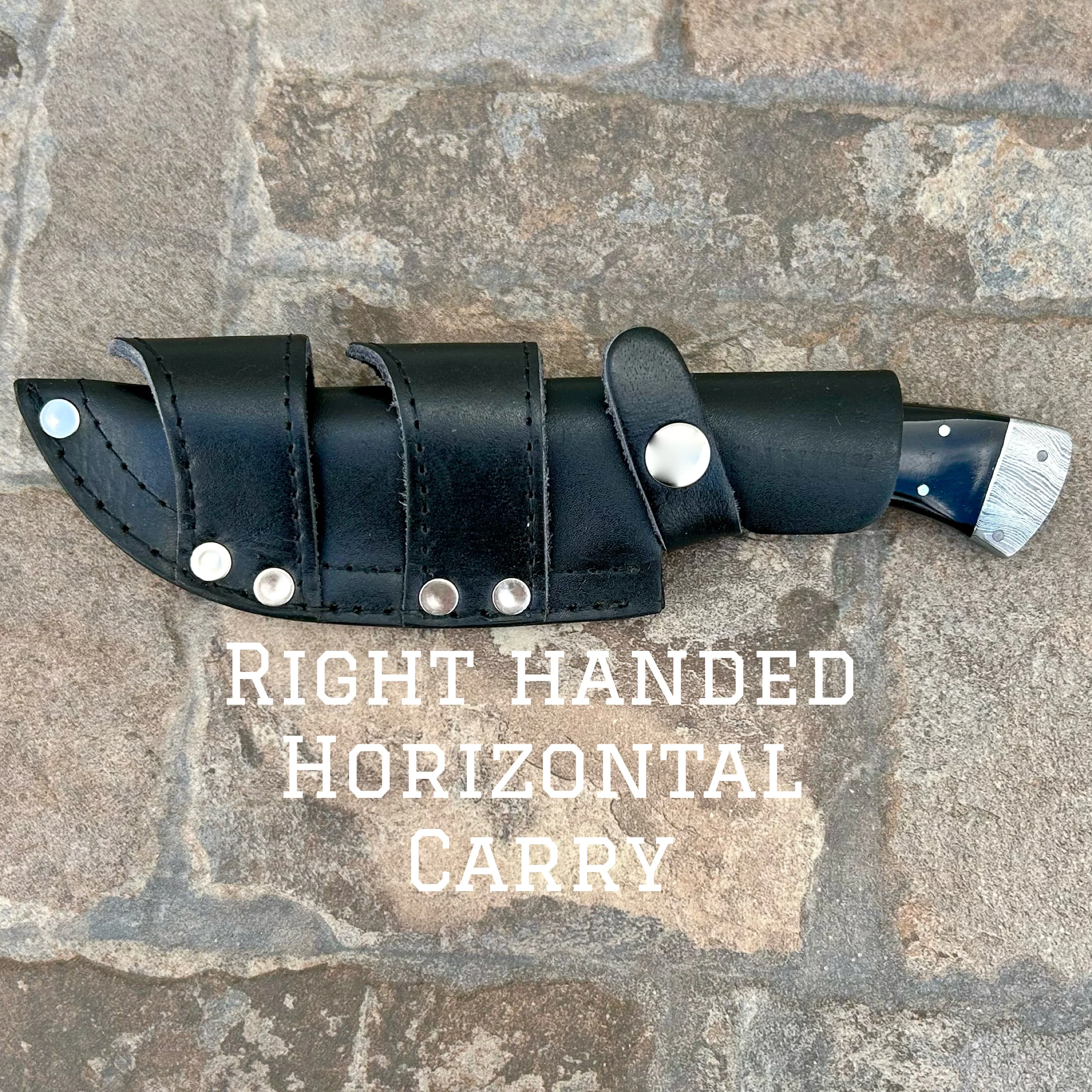 8.5” Lucky Luciano - Buffalo Horn - Damascus - Horizontal & Vertical Carry - LL01 - Image 3