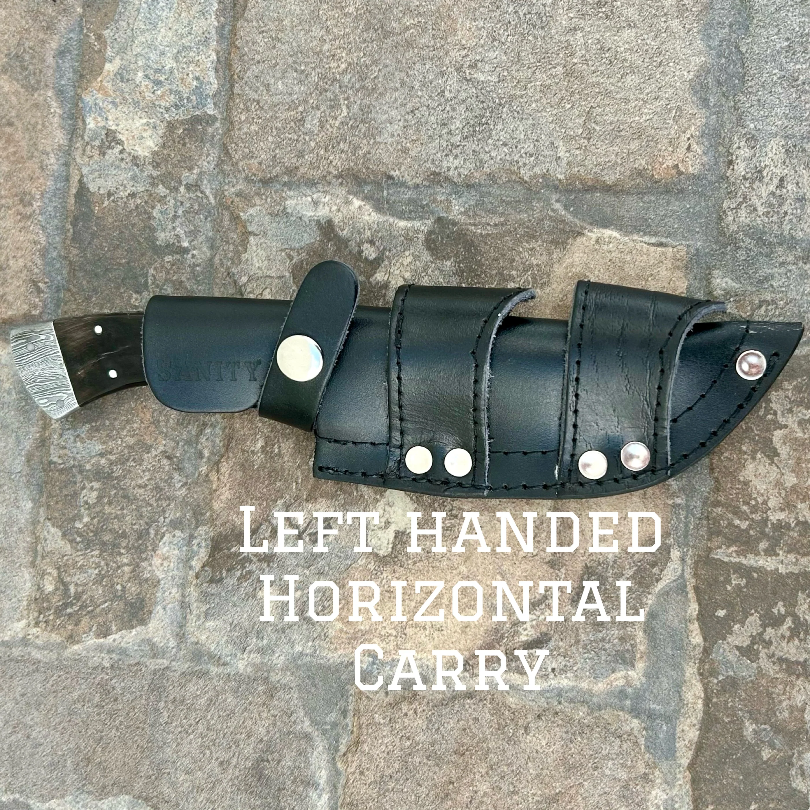 8.5” Lucky Luciano - Buffalo Horn - Damascus - Horizontal & Vertical Carry - LL01 - Image 4
