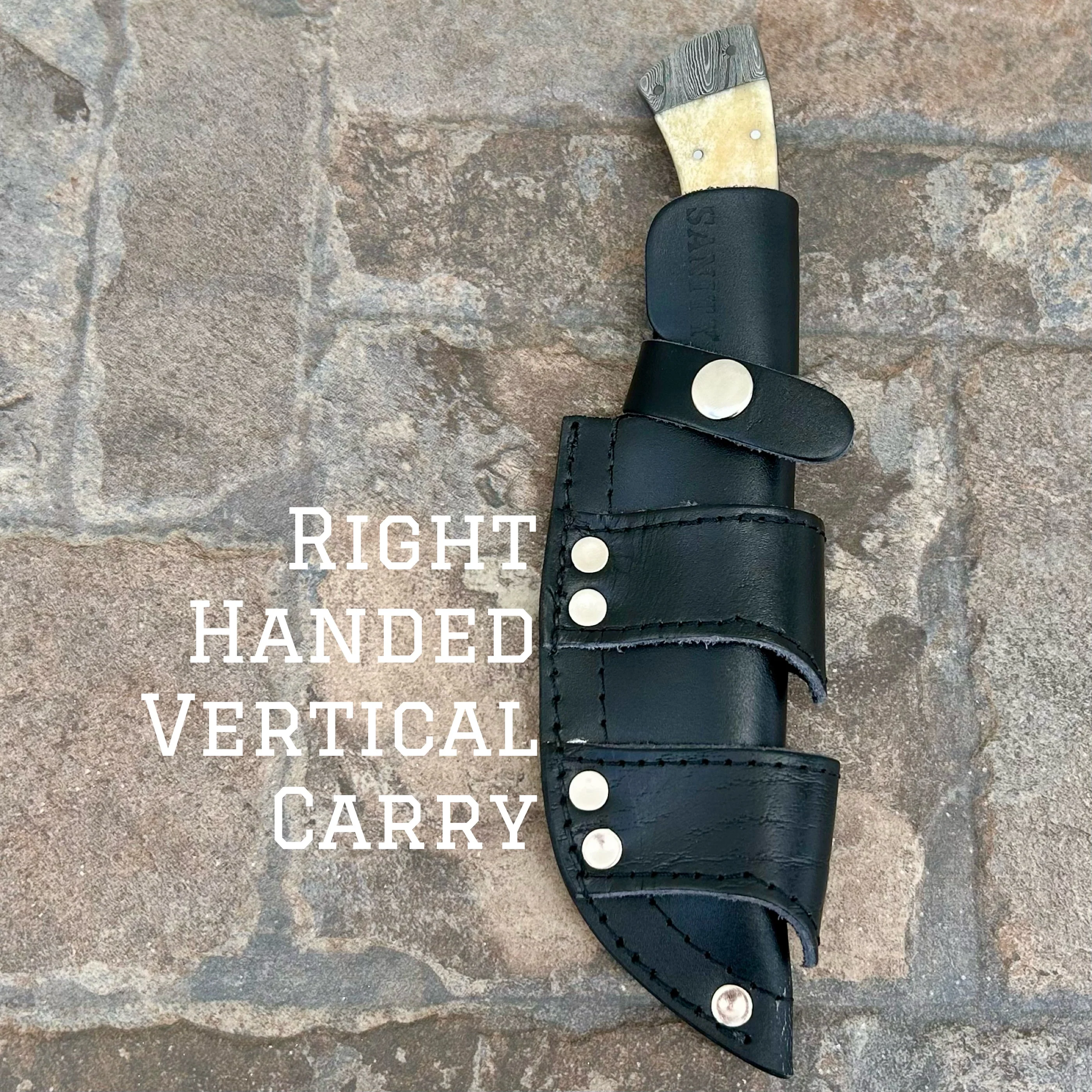 8.5” Lucky Luciano - Bone - Damascus - Horizontal & Vertical Carry - LL02 - Image 4