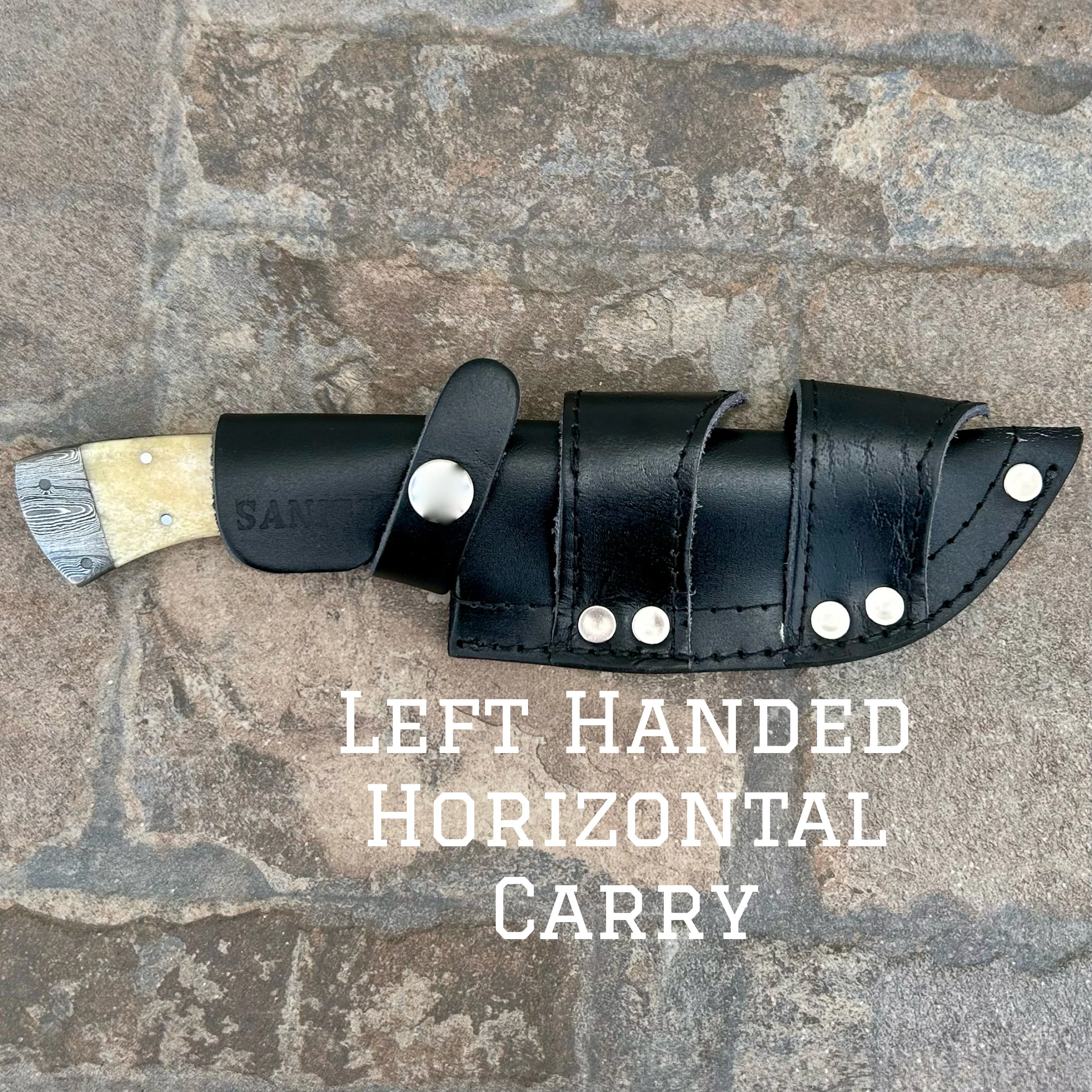 8.5” Lucky Luciano - Bone - Damascus - Horizontal & Vertical Carry - LL02 - Image 5