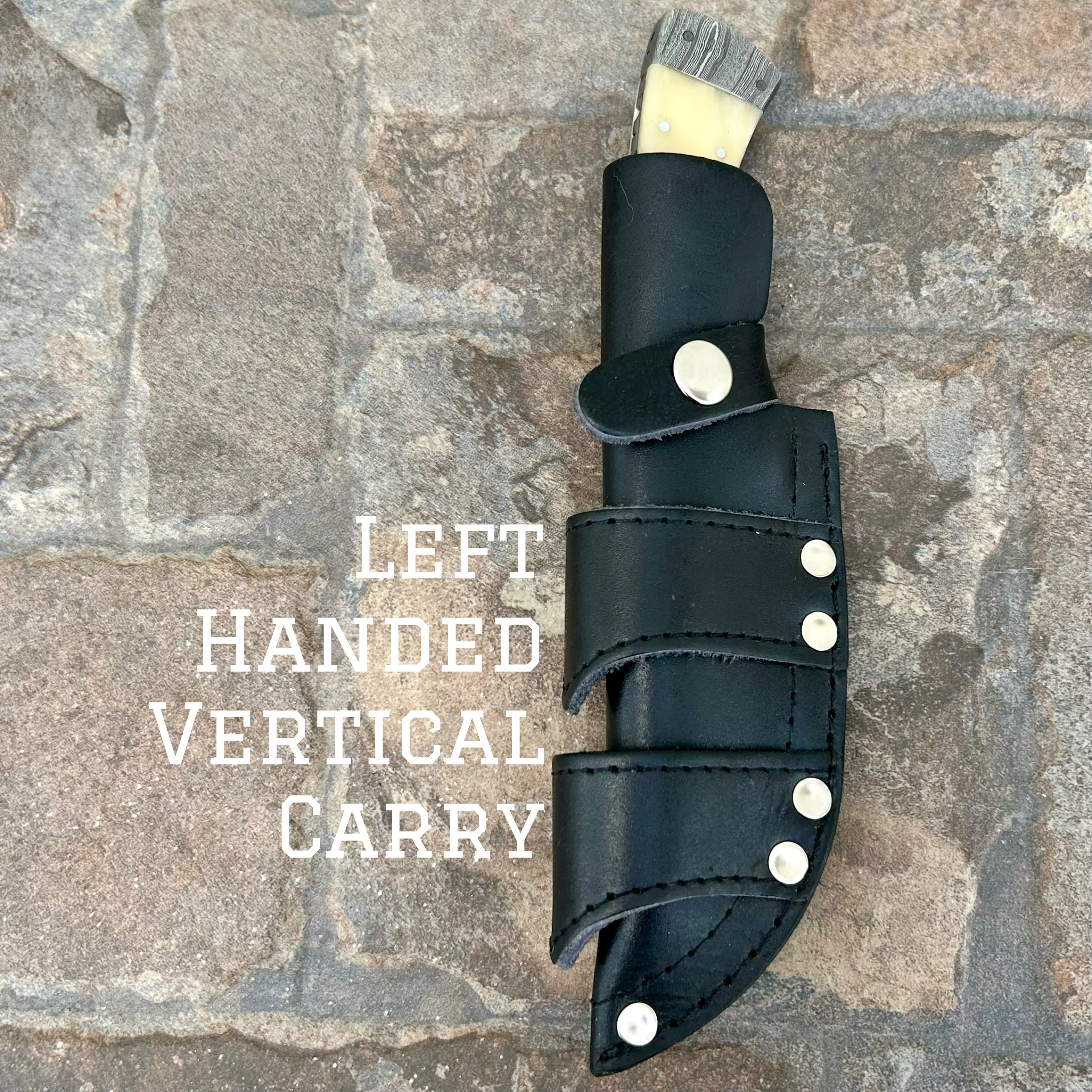 8.5” Lucky Luciano - Bone - Damascus - Horizontal & Vertical Carry - LL02 - Image 6